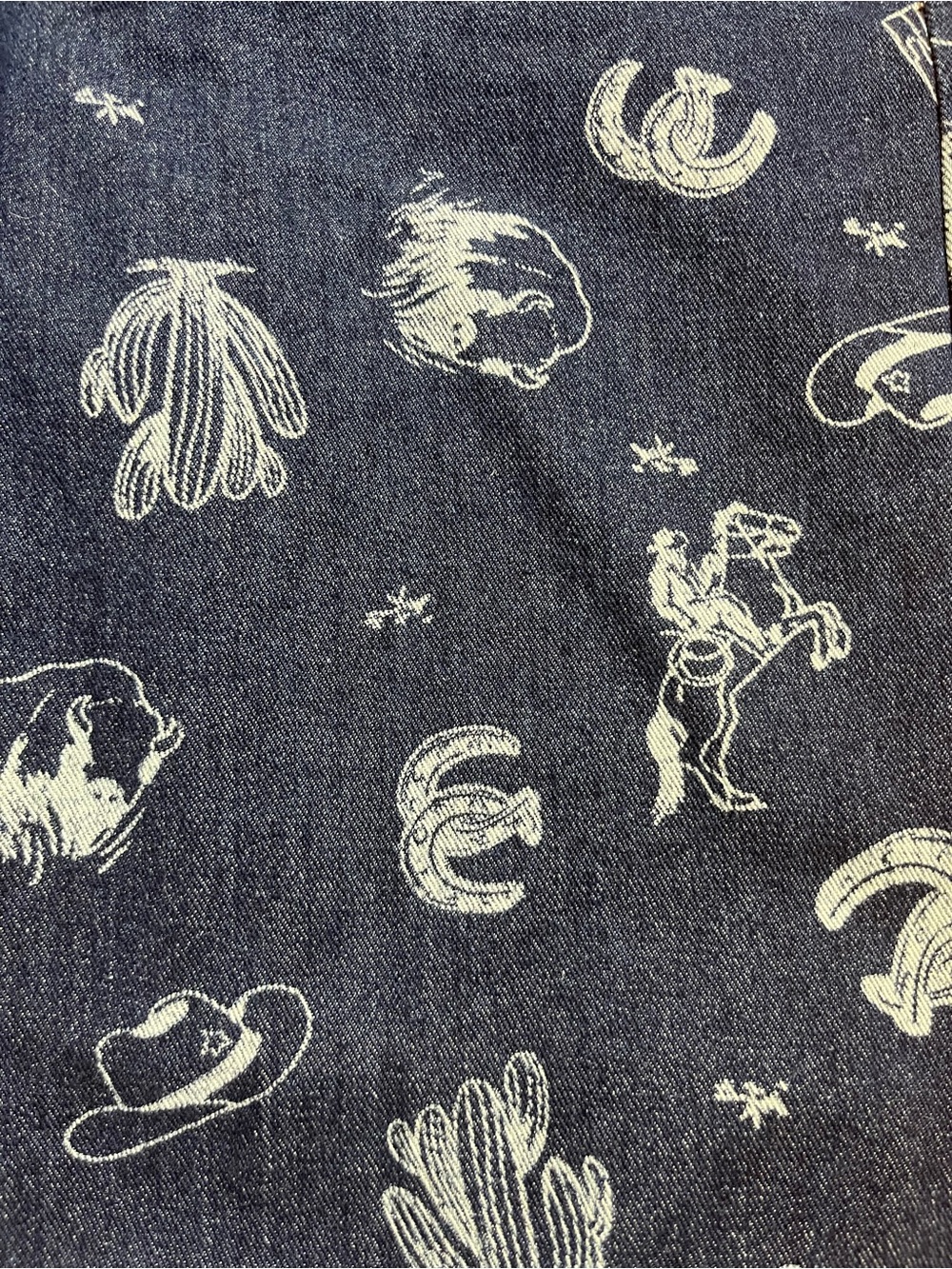 Cali1850 Cowboy Print Mid Rise Straight Leg Boho Western Jean Horseshoe - Picture 5 of 12